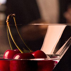Cherries in Martini glass. Happy hour at Ad Lib in Harrisburg.